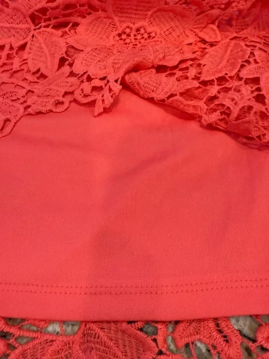 Ronnie Nicole coral pink lace sleeveless midi dress SZ 16 - Picture 5 of 14